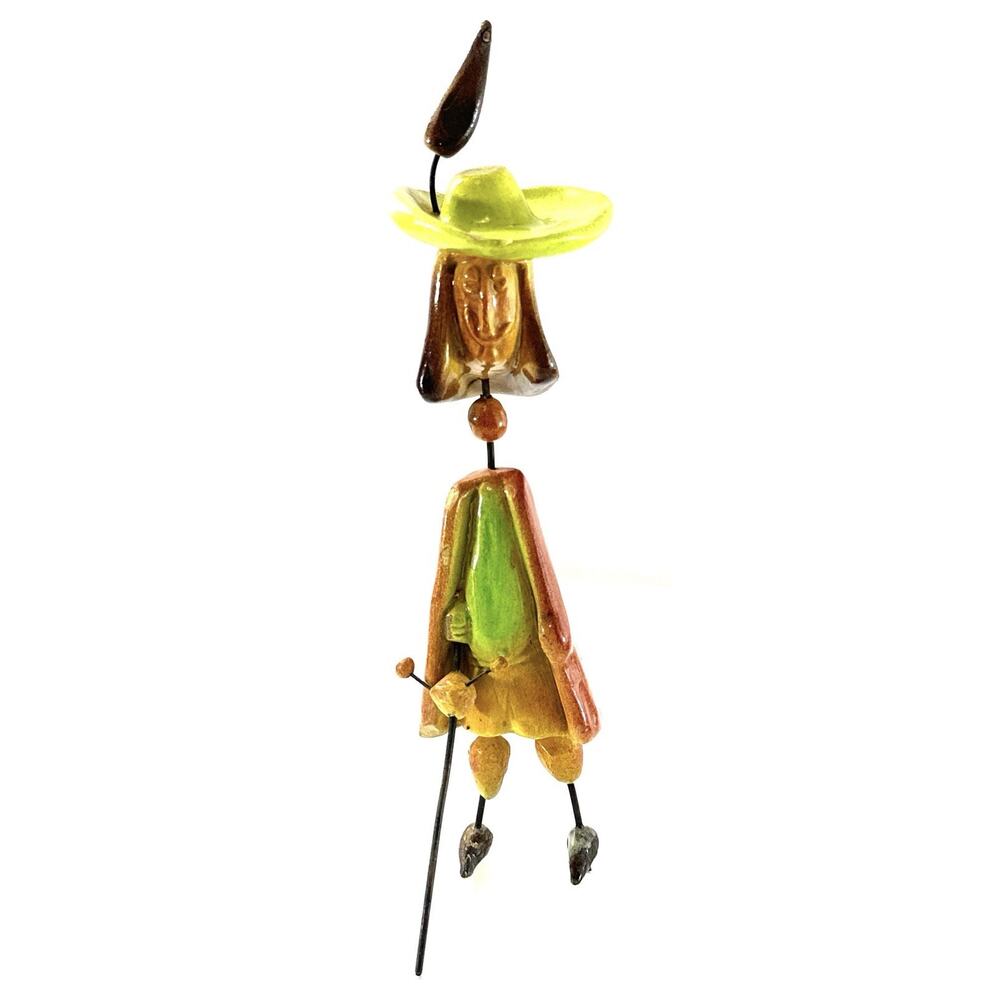 Mid-Century Glazed Terracotta Robin Hood Figurine 9” Folk Art Modernist READ - Picture 3 of 9